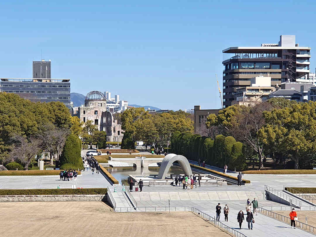 a bomb dome and cenotaph hiroshima